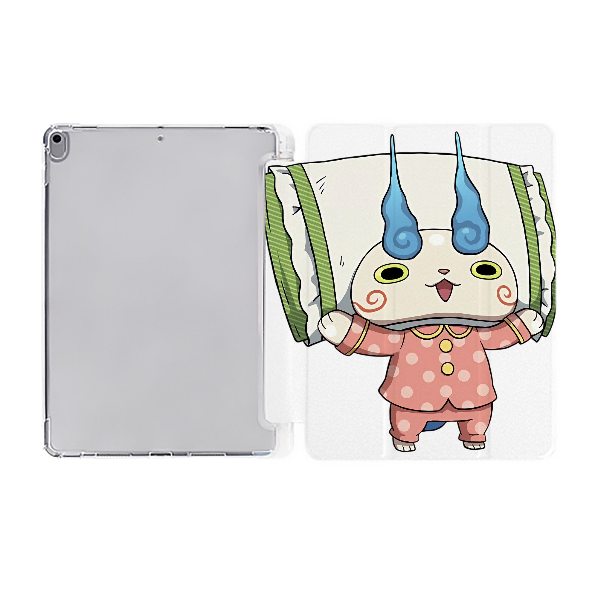 （画像用） 妖怪ウォッチ Yo-kai Watch IPad ケース ペン収納付き 三つ折りスタンド PUレザー×シリコン 対応機種9.5/10.5/10.9インチ
